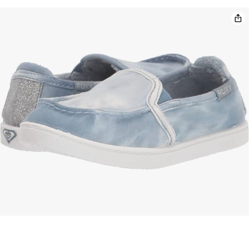 Roxy Girls Minnow Slip on Sneaker Sparkly Tie Dye Canvas